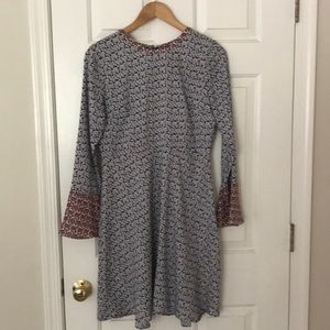 Loft Berry and Blue Dress with small flowers